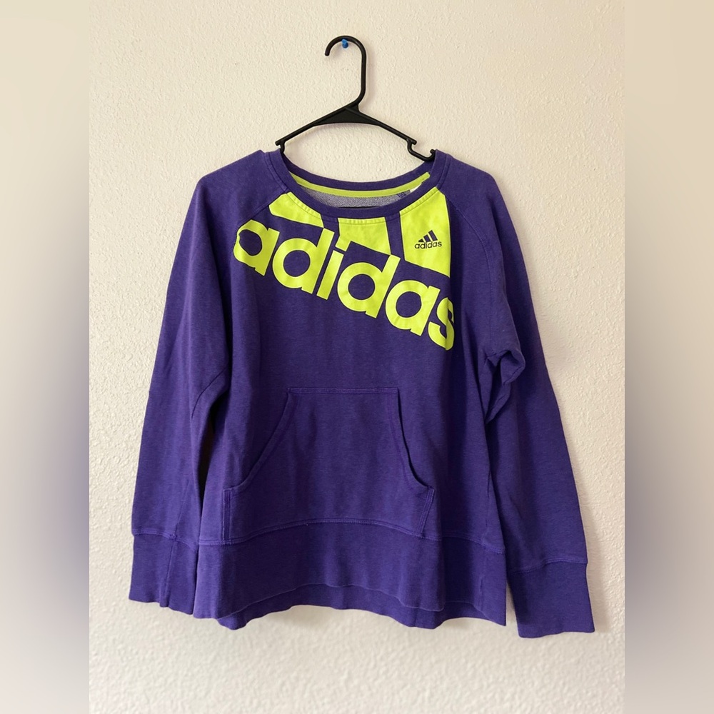 Purple + Neon Yellow Adidas Crewneck